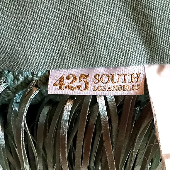 425 South Los Angeles Rectangular Fringe Pillows. Set Of 2. Teal. 28"x14". Great - Picture 9 of 13